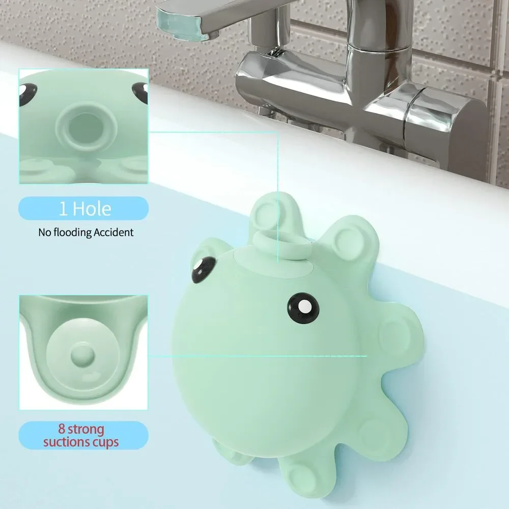 Cute Mint Green Octopus Cartoon Bathtub Overflow Drain Cover for More Water